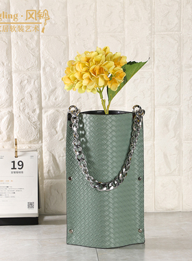 北欧简约首饰皮质收纳包酒店样板间客厅板件家居饰品摆设