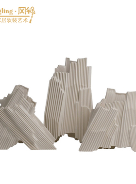 现代瓦楞纸磨砂组合花瓶陶瓷桌面