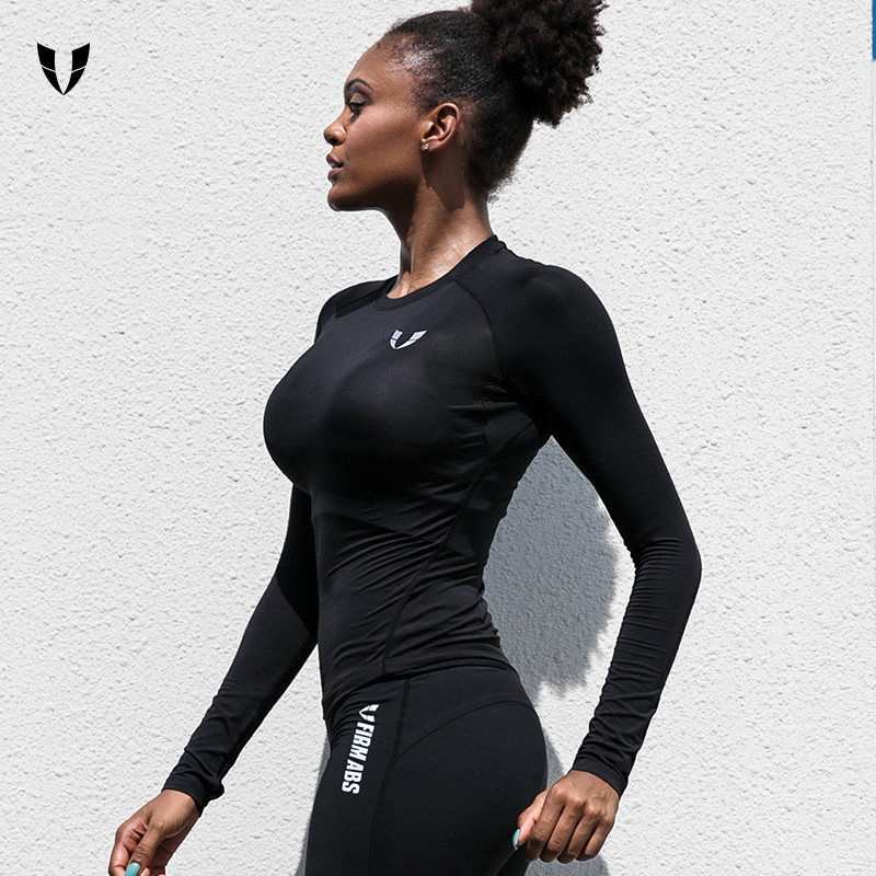 马甲线运动健身服女春季新款紧身衣弹力透气跑步长袖上衣