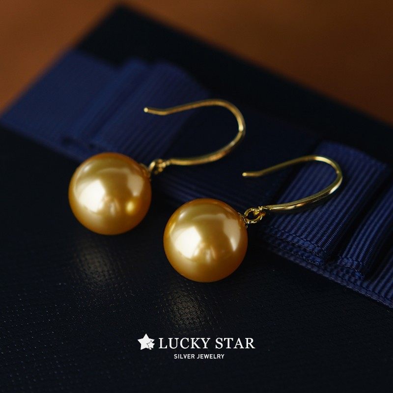 LUCKY STAR仿南洋金珠经典百搭款耳钩大颗珍珠简约大气纯银耳环女,饰品/流行首饰/时尚饰品新,耳环,淘宝优惠券,粉丝福利购,淘宝优惠卷