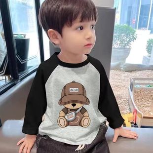 百搭长袖 薄款 宝宝T恤春秋季 男童打底上衣童装 衣服潮 新款 儿童时尚