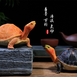 皖西黄缘闭壳龟模型纯手工创意摆件树脂乌龟模型玩具茶桌招财摆件