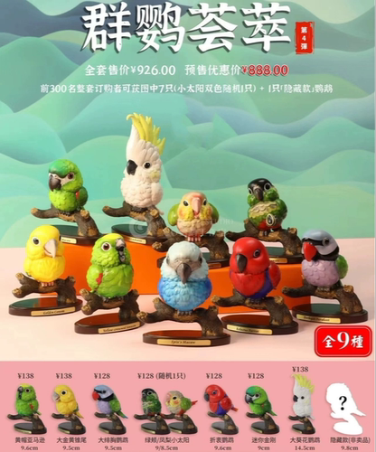 群鹦荟萃第4弹仿真鹦鹉动物模型摆件鹦鹉盲盒潮玩限量版手办预售