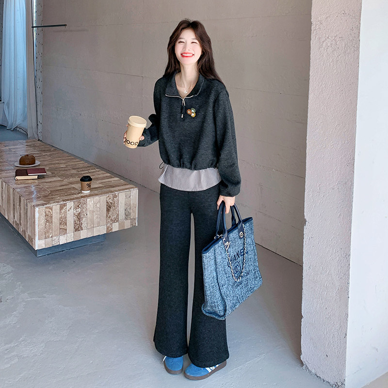 假两件上衣+裤子两件套2D115-C799-P185-K258,女装套装/套裙,2D115