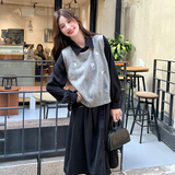 马甲+连衣裙双色两件套2D115-C185-P135-K198，女装连衣裙，2D115