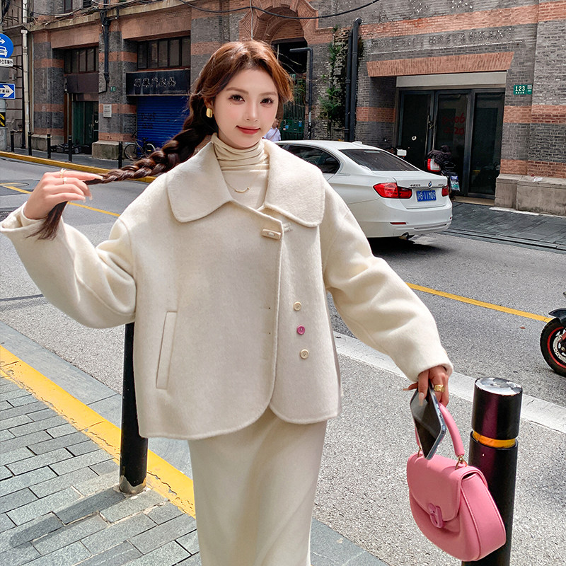 新品毛呢外套80双面，女装毛呢外套，2D115