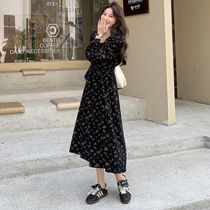 碎花绒感连衣裙女2D115-A69-P65-K168图片