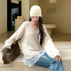 蕾丝拼接毛衣带领带2D115-C758-P125-K198图片