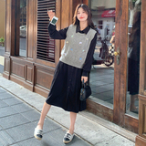 马甲+连衣裙双色两件套2D115-C185-P135-K198，女装连衣裙，2D115