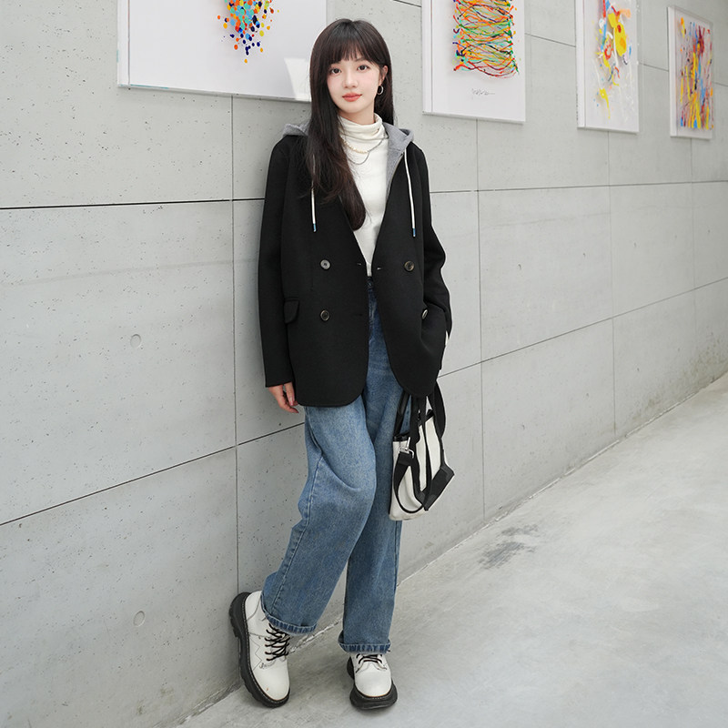 双面尼假两件女外套2D115-405-p215-k318,女装毛呢外套,2D115