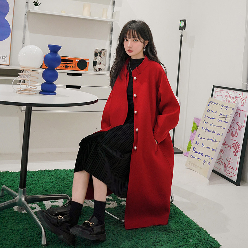 红色毛尼外套女2D115-3153-P185-K268,女装毛呢外套,2D115