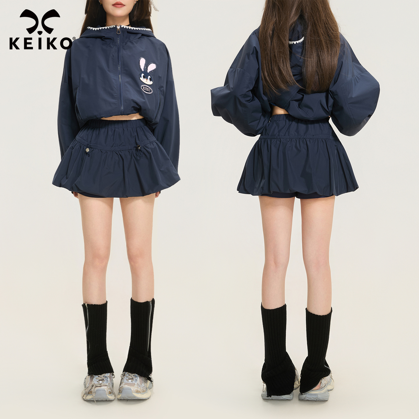 KEIKO [科技三防]轻户外运动风蓬蓬半身裙新款立体感抽皱花苞短裙