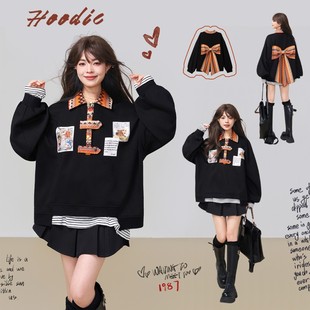 KEIKO 艺术感织花polo领卫衣25秋冬俏皮风加绒重磅外套 加密绒