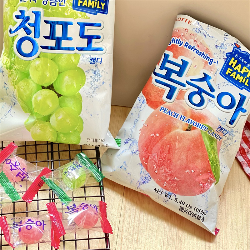韩国进口水果糖青提葡萄水蜜桃味