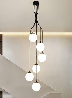 楼梯吊灯 北欧现代简约餐厅复式楼别墅公寓楼梯间旋转loft长吊灯