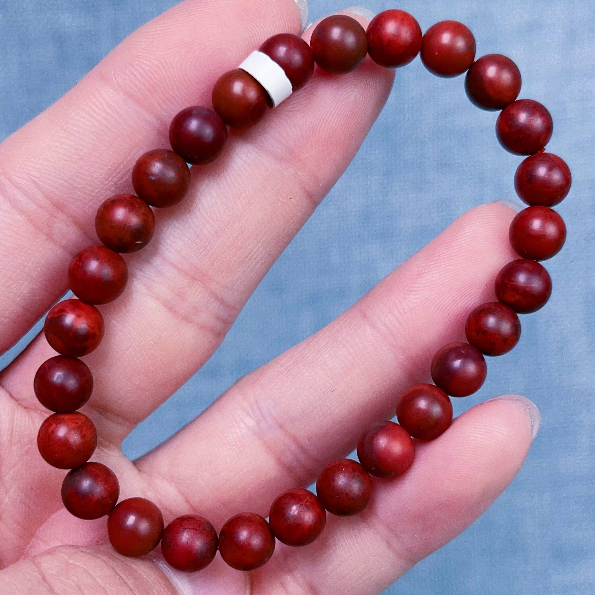 809C46凉山九口料南红鸡血红包浆单圈手串