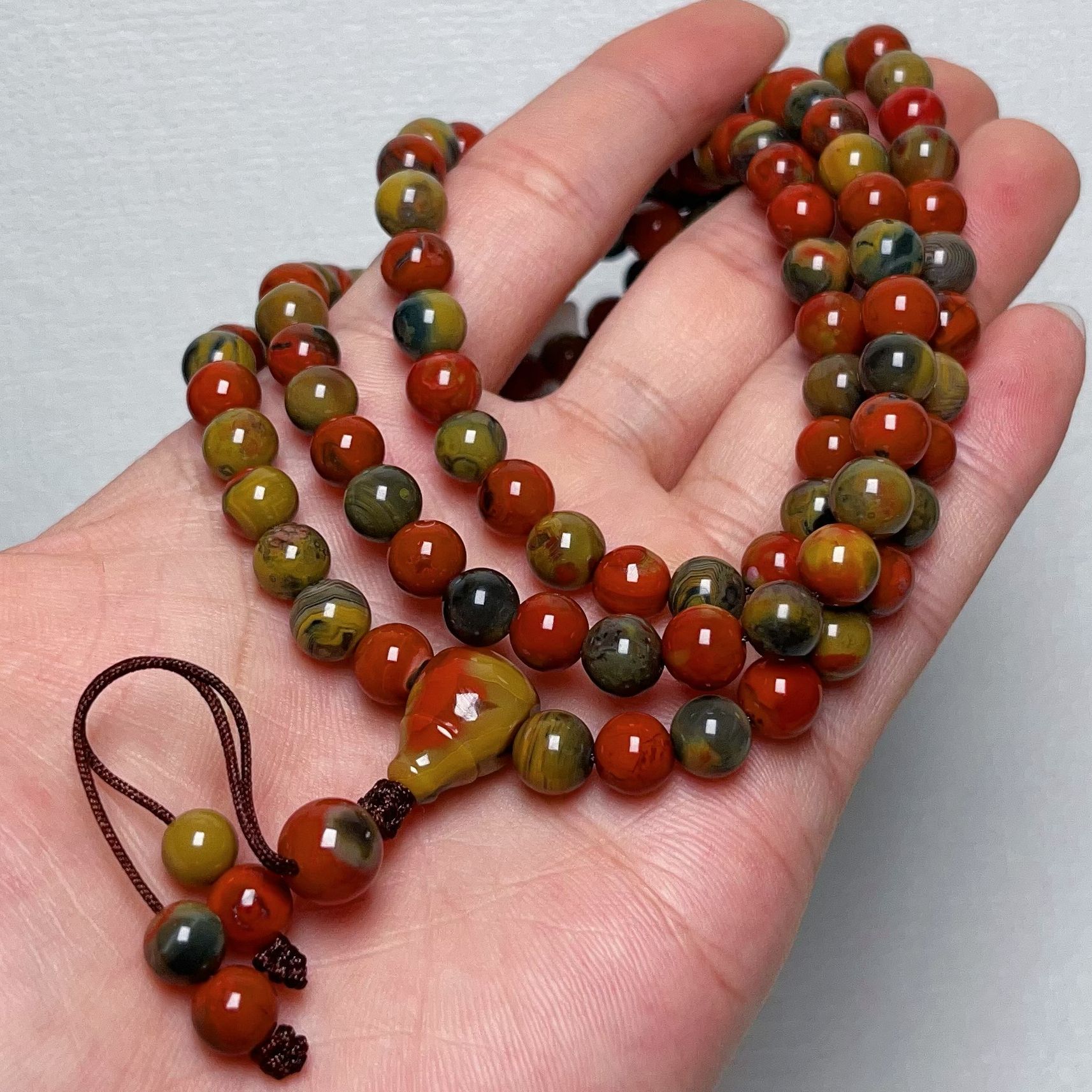 4009D08大山包南红包浆三彩包浆多圈手串项链