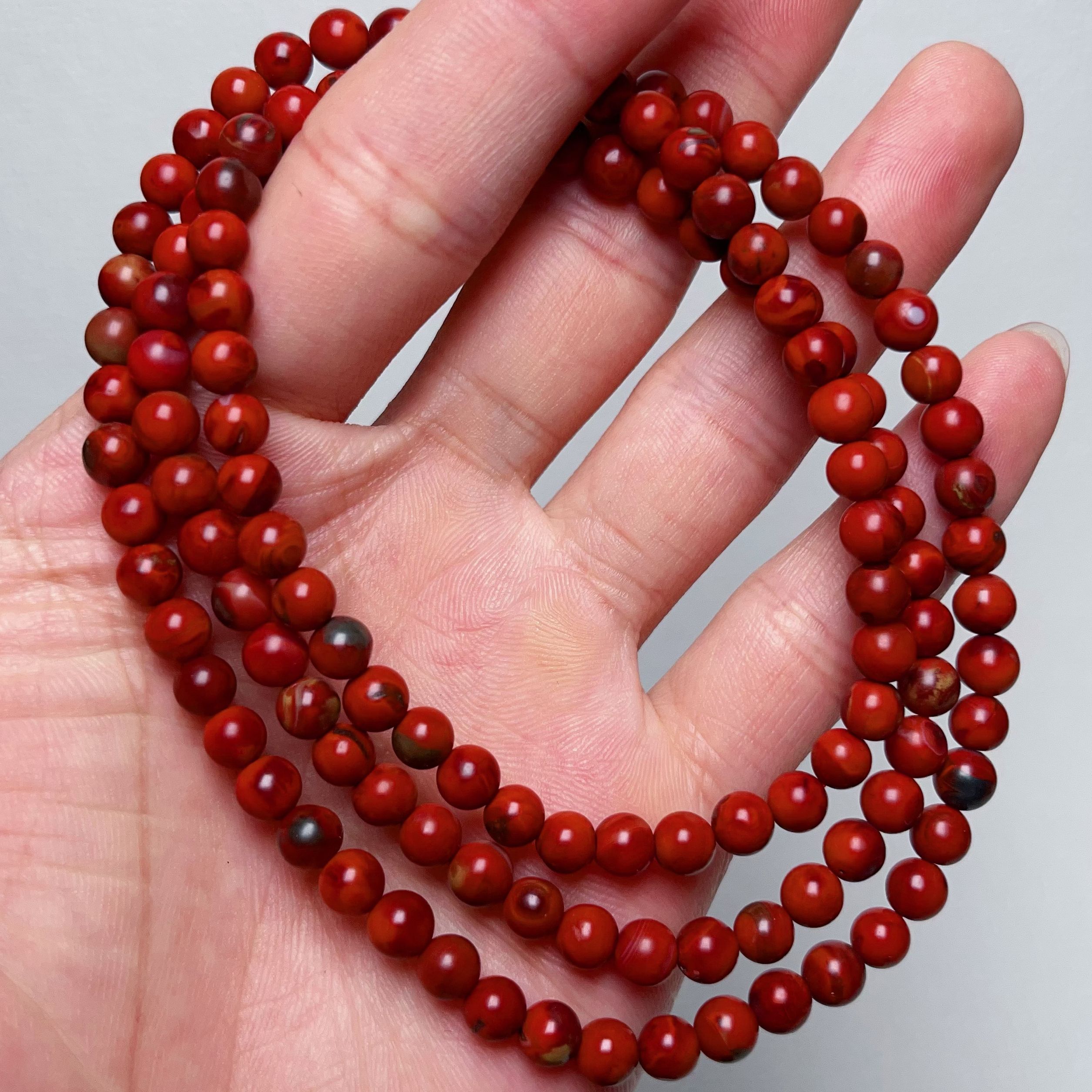 1906A01凉山九口料南红九口鸡血包浆多圈手串项链