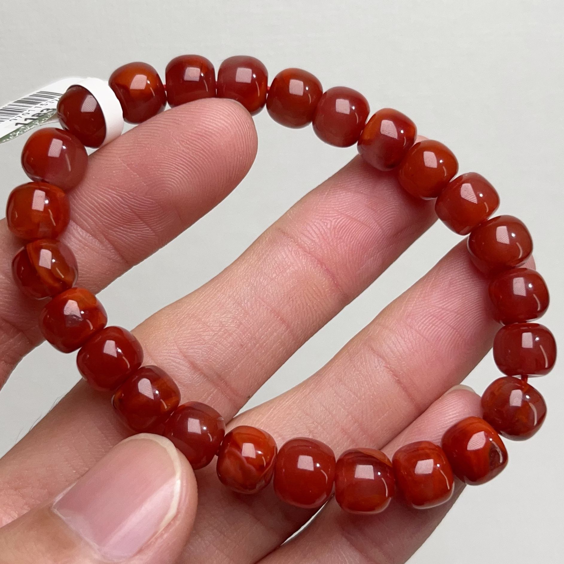 148C01天然凉山南红高品质柿子红玫瑰老型单圈手串