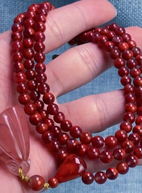 15A159凉山瓦西料南红原矿牛血红diy多圈