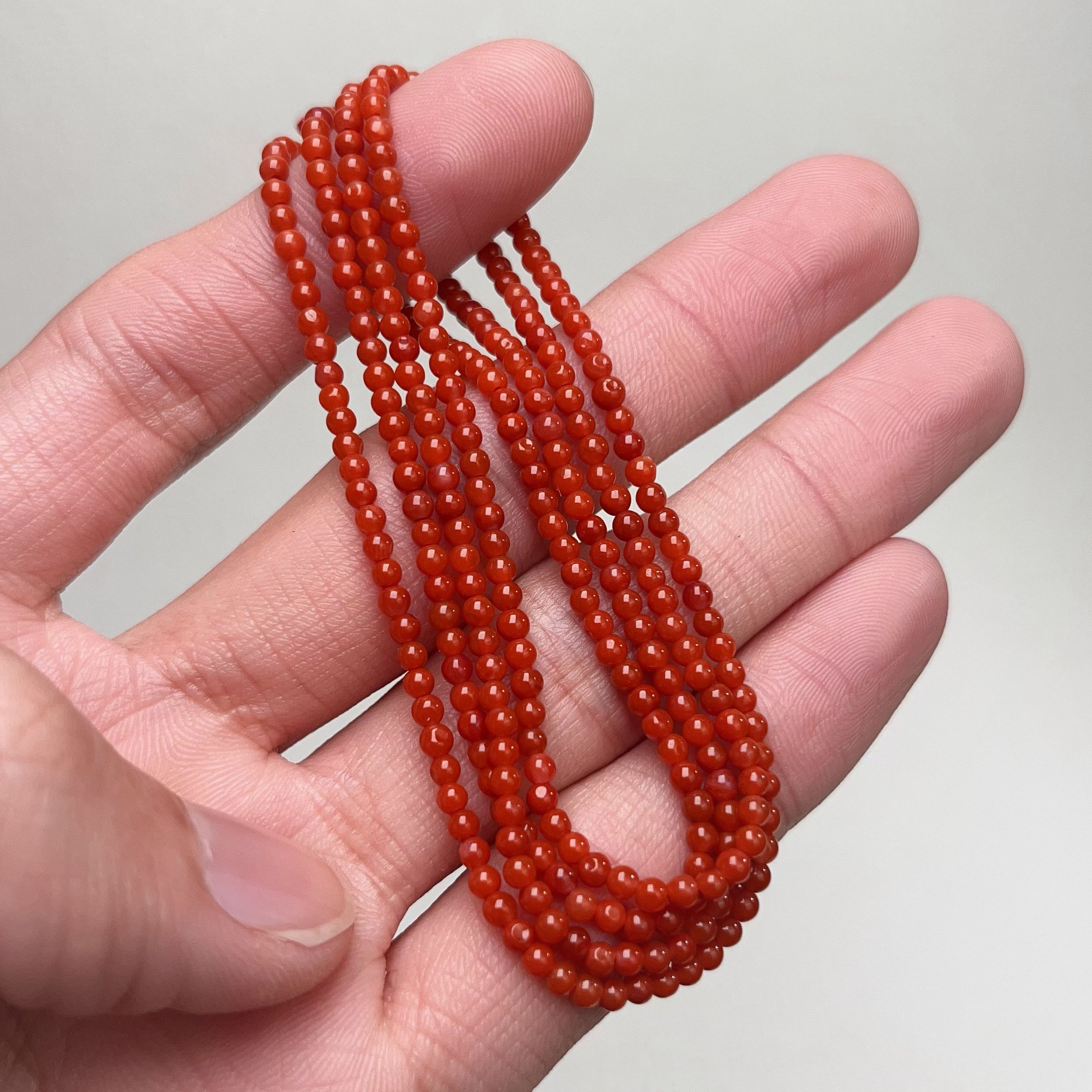 058C22凉山瓦西料南红柿子锦红小米多圈手串项链