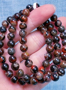 22A158云南大山包包浆黑洞玛瑙单圈手串多样性发其一