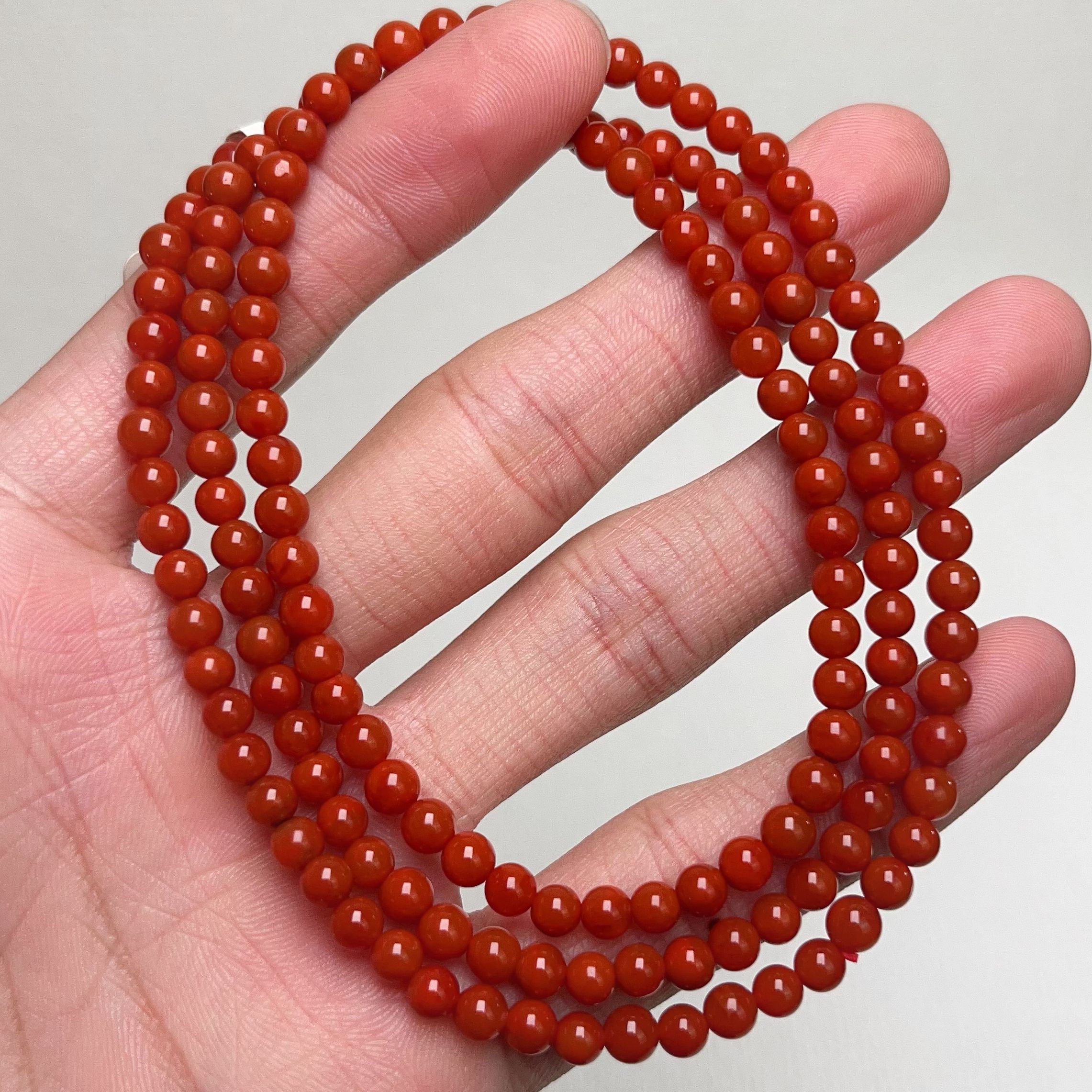 349A16凉山瓦西料南红玉化柿子红多圈手串项链