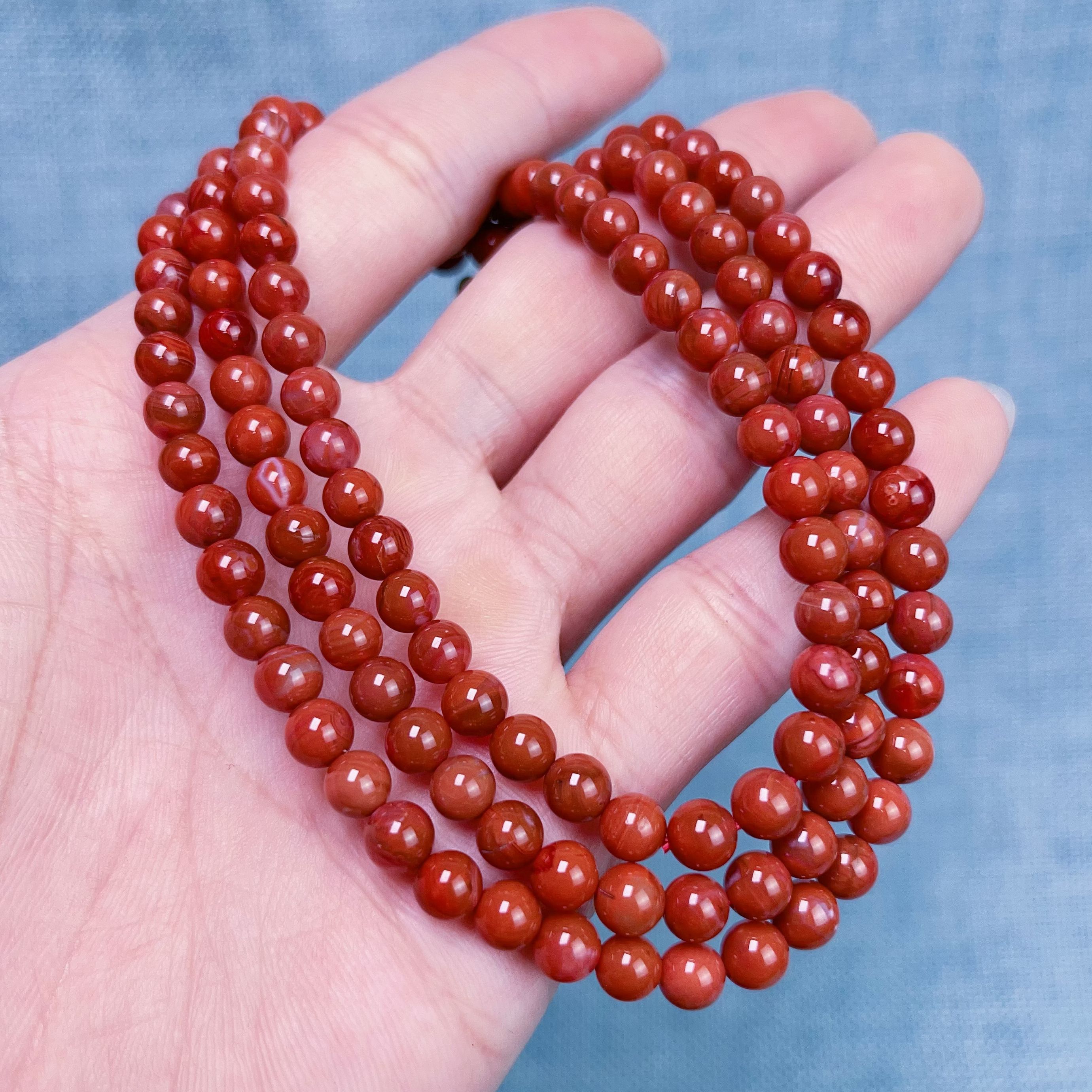 035C59凉山瓦西料南红柿子红多圈手串项链