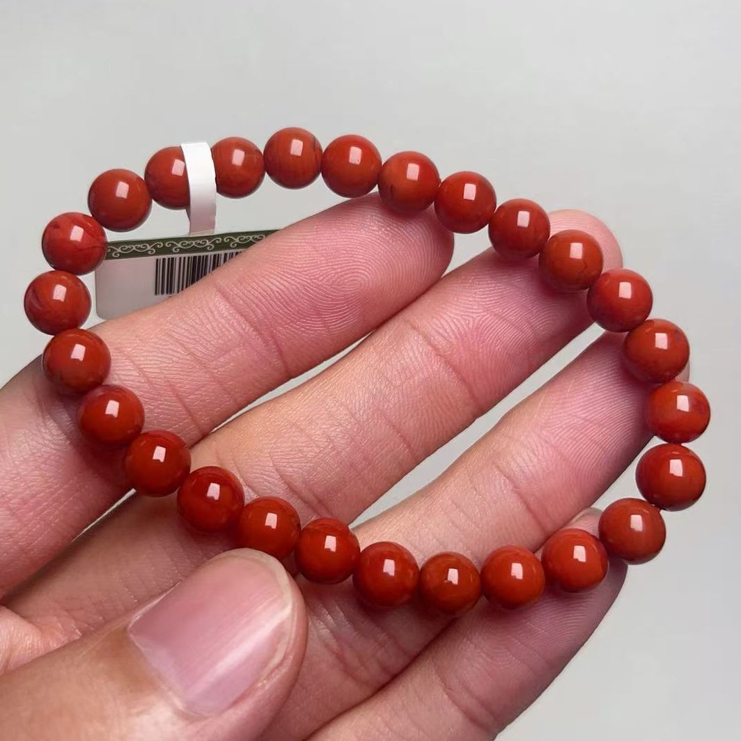 097F82凉山瓦西料南红柿子红单圈手串