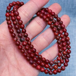 1406C09凉山九口料南红九口鸡血包浆多圈手串