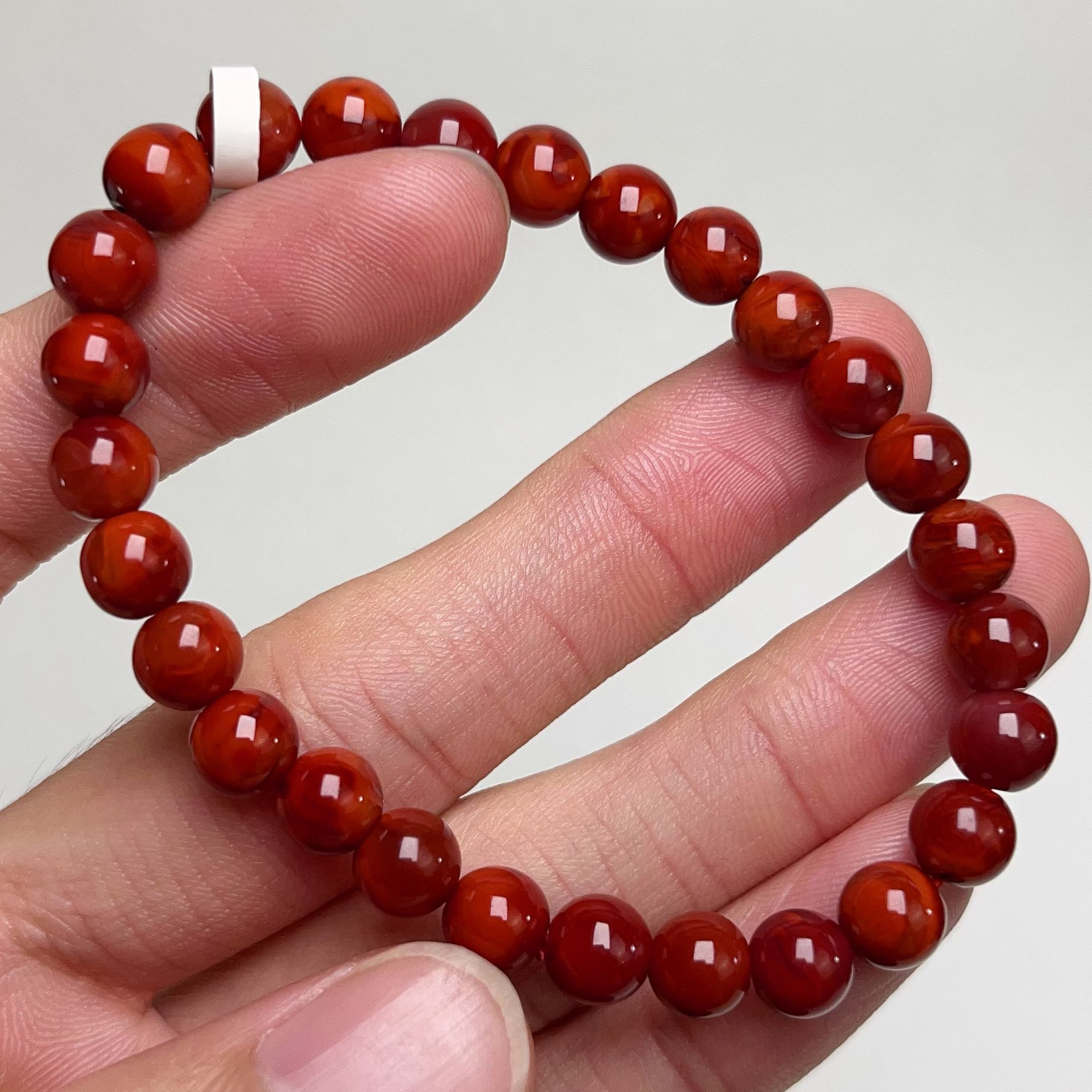 409C54凉山瓦西料南红锦红火焰单圈手串