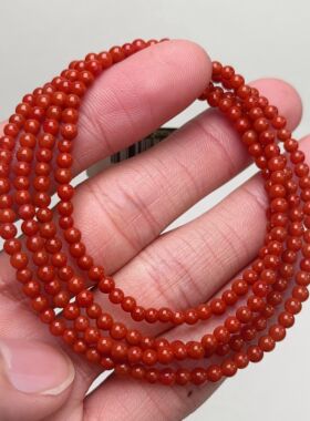 089C22凉山南红柿子锦红小珠多圈手串项链 多样性发