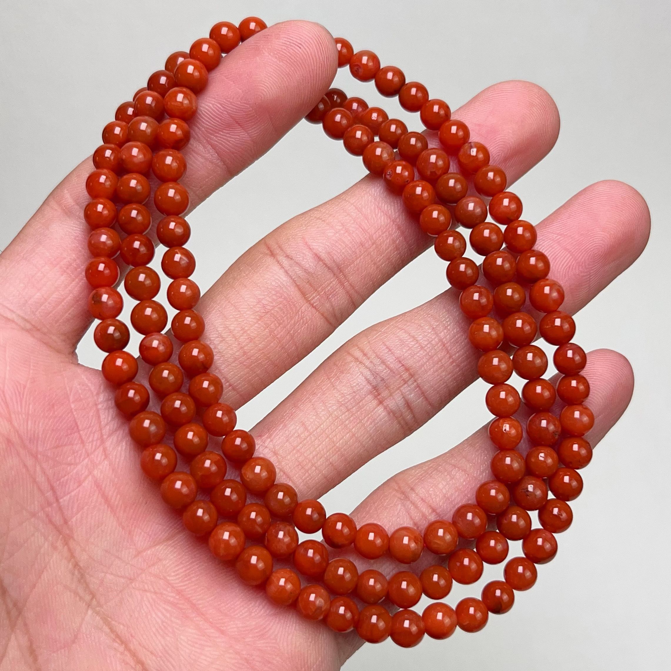 058C05凉山瓦西料南红柿子红多圈手串项链