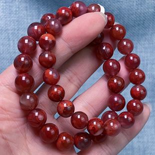 059C36凉山瓦西料南红妖火焰单圈手串多样性发其一