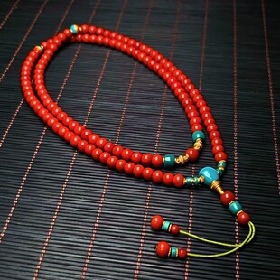 弄红记南红支持出凉山鉴定证书柿子锦红老形绿松18K金DIY串毛衣链