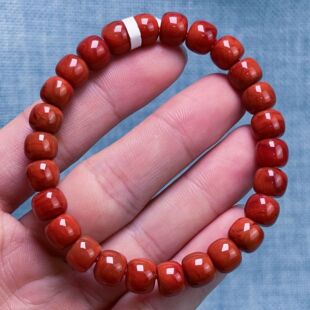 949F103凉山瓦西料原矿南红柿子锦火焰单圈手串多样性发其一