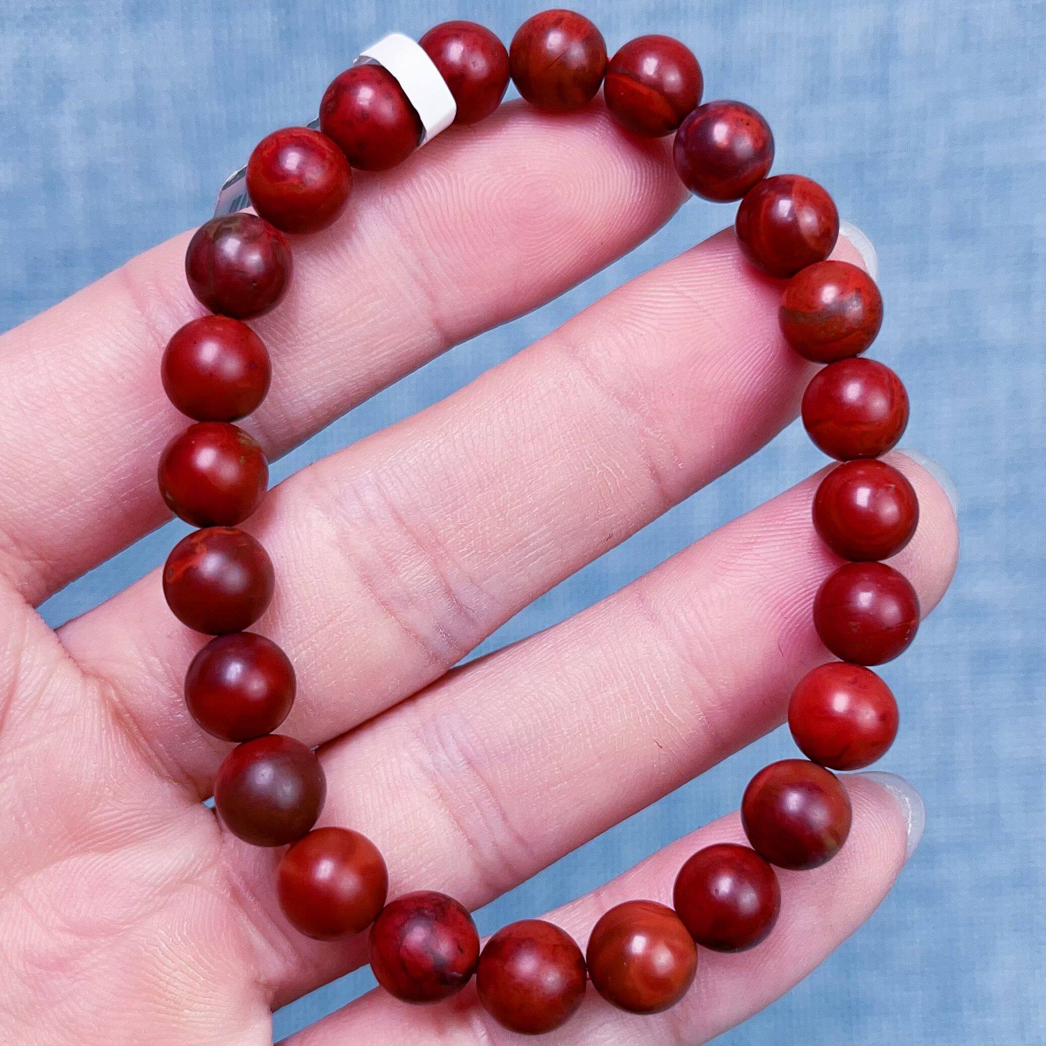 758C46凉山九口料南红鸡血包浆单圈手串