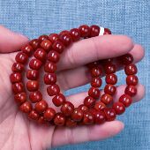 1203F107凉山瓦西料原矿南红锦红老型单圈手串多样性发其一