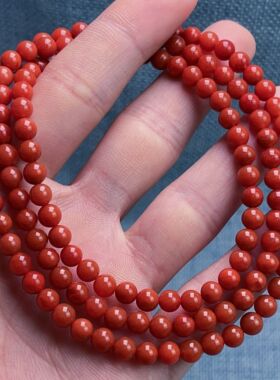 03F74凉山瓦西料南红正色柿子红多圈手串