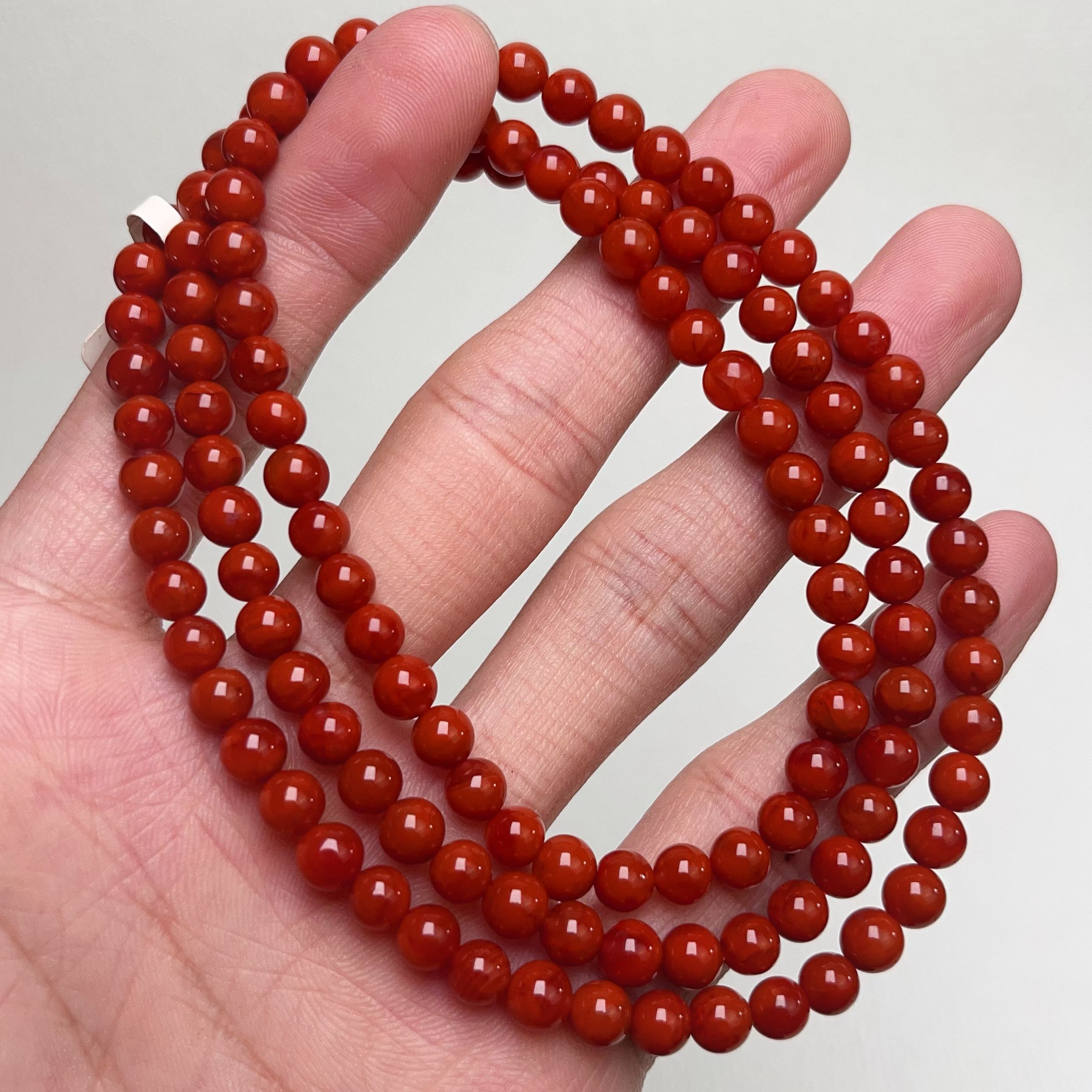 447A20凉山瓦西料南红锦红多圈手串项链