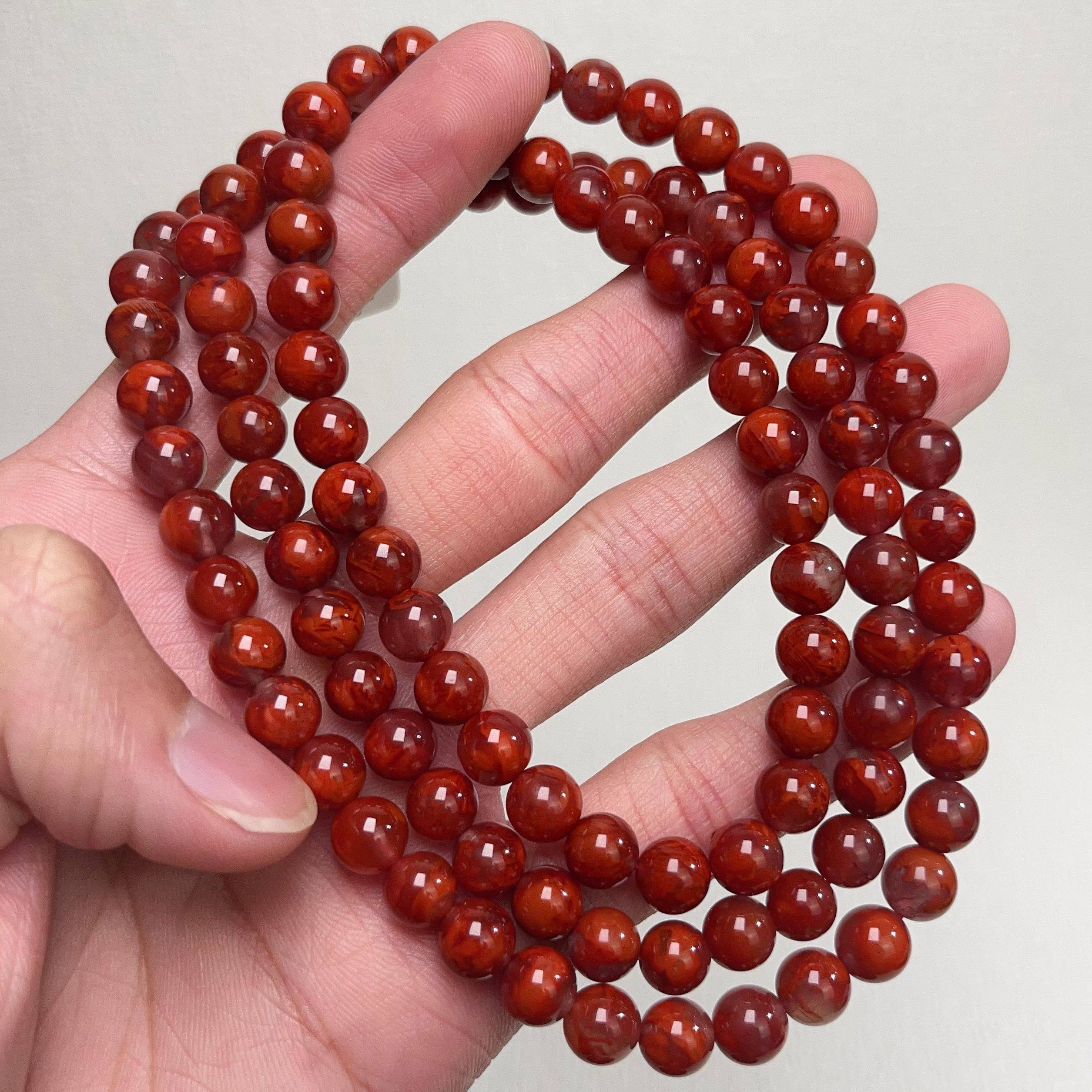 1408C25凉山瓦西料南红妖火焰多圈手串