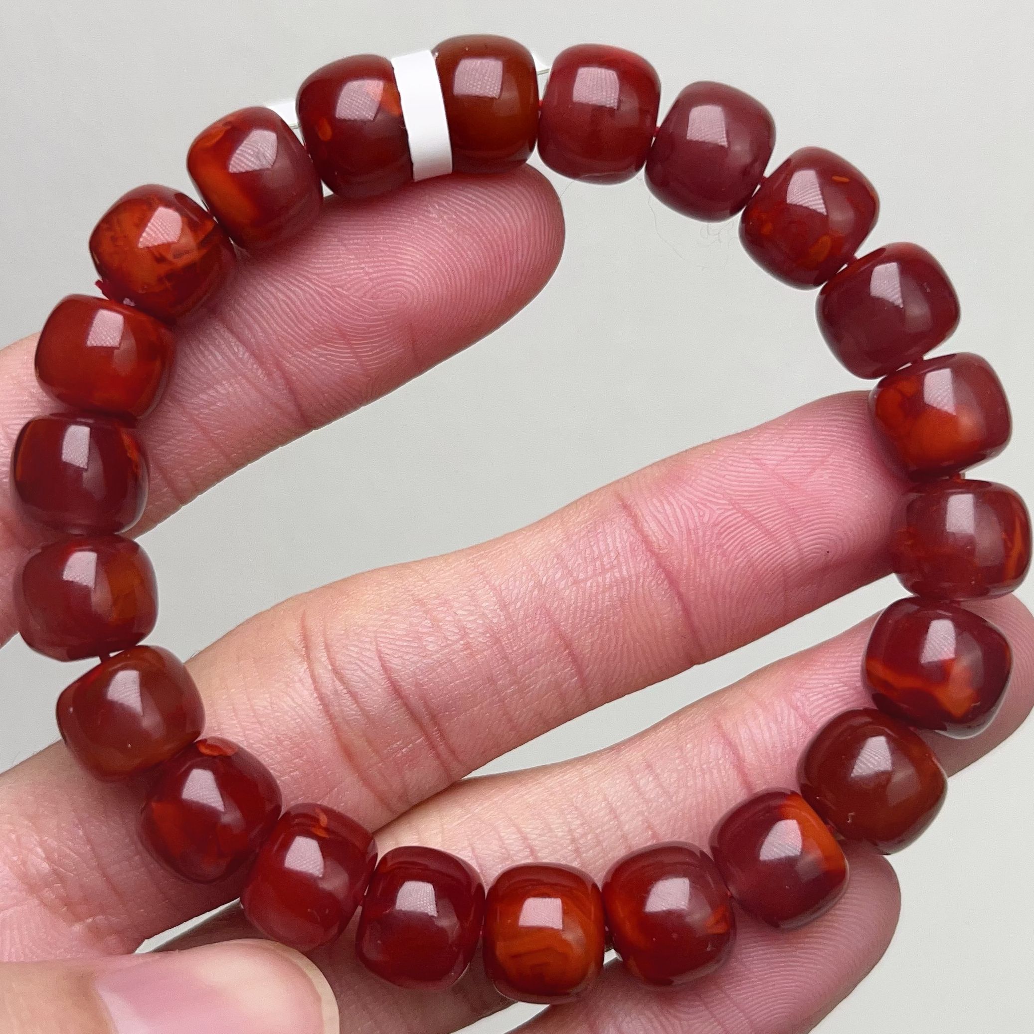 1609F103凉山瓦西料南红牛血火焰单圈手串多样性发其一