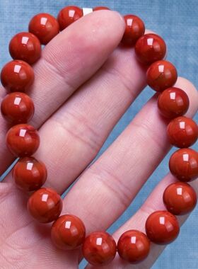 1459C27凉山南红双色锦红玫锦红单圈手串