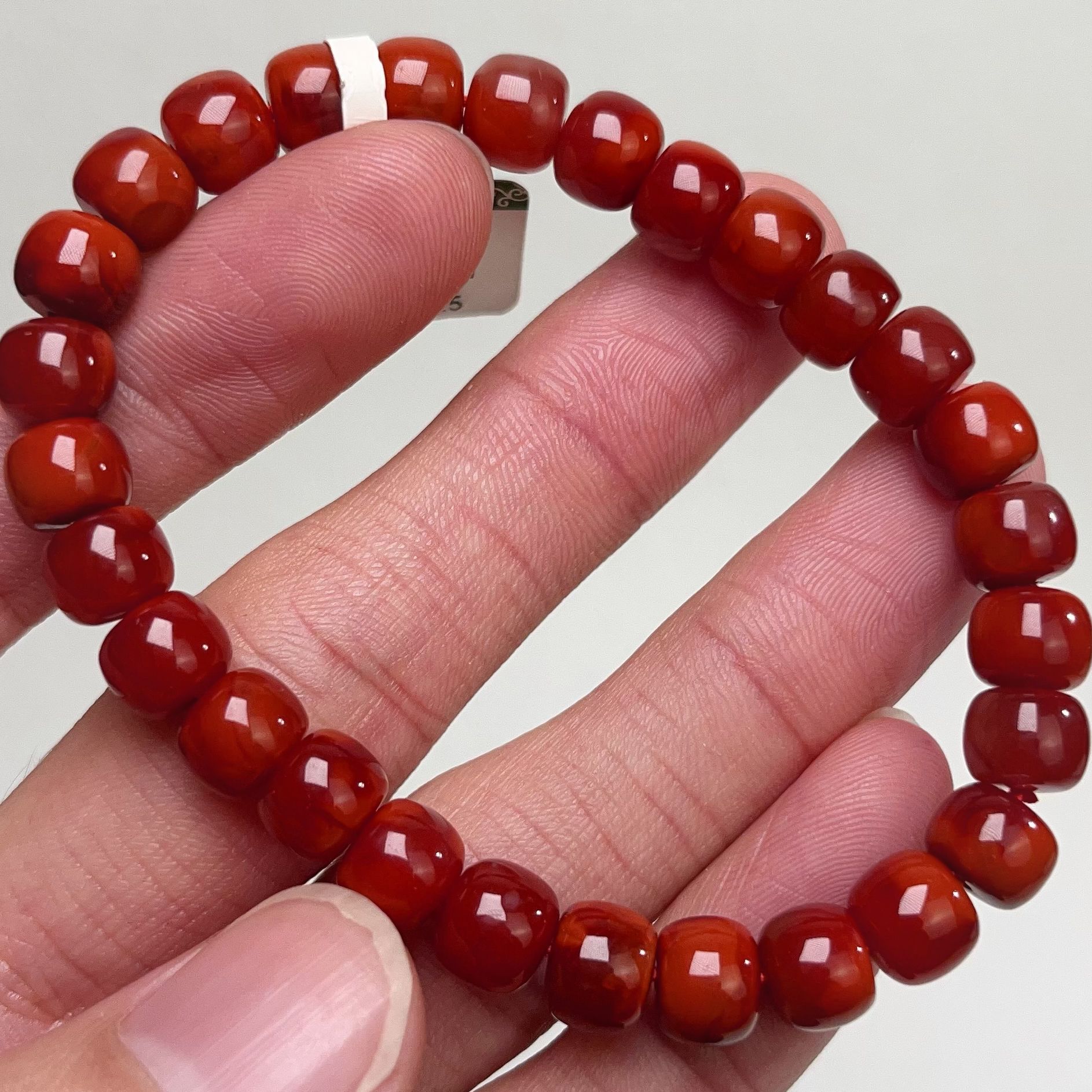 505C25凉山瓦西料南红双色牛血单圈手串