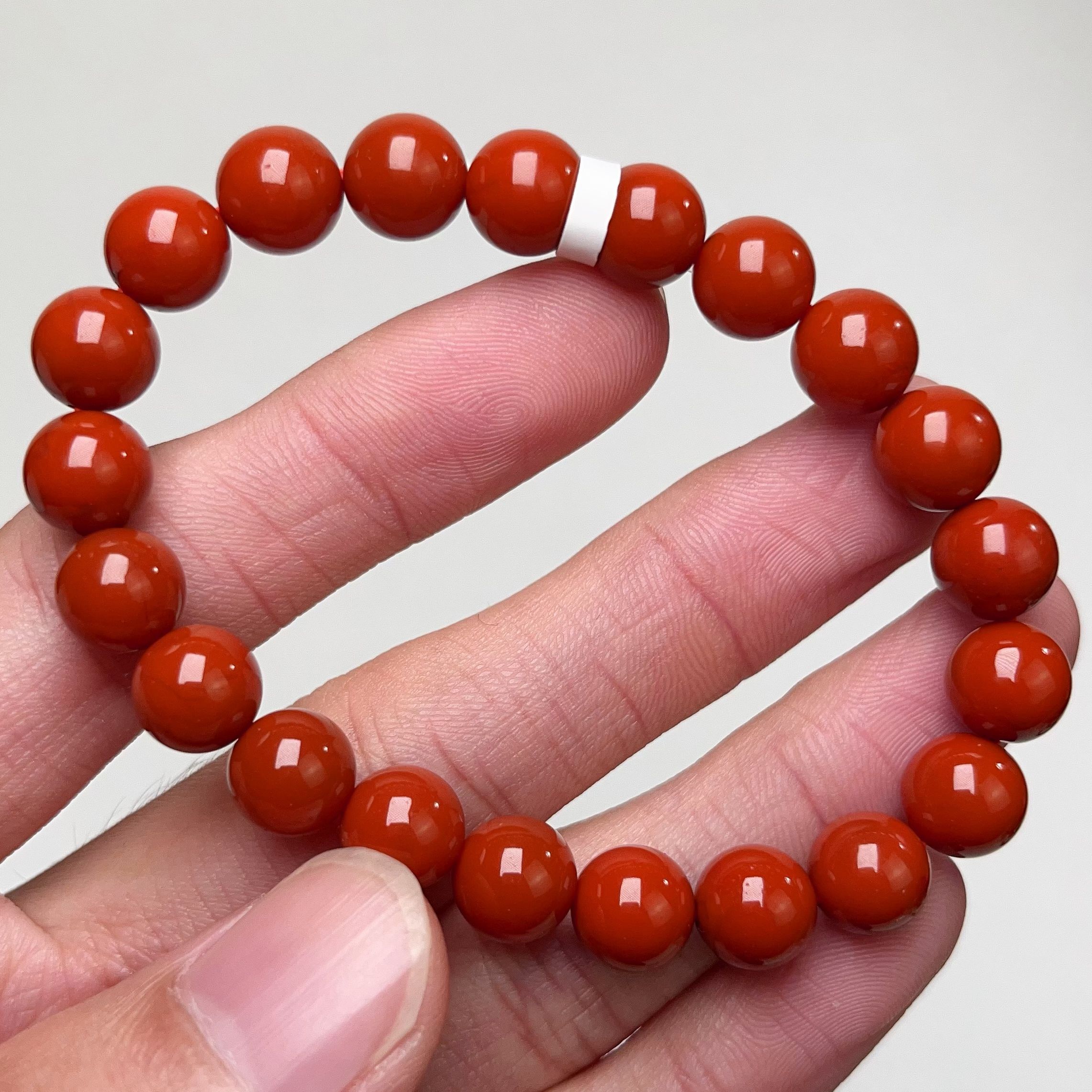 1908D05凉山南红收藏柿子锦红单圈手串