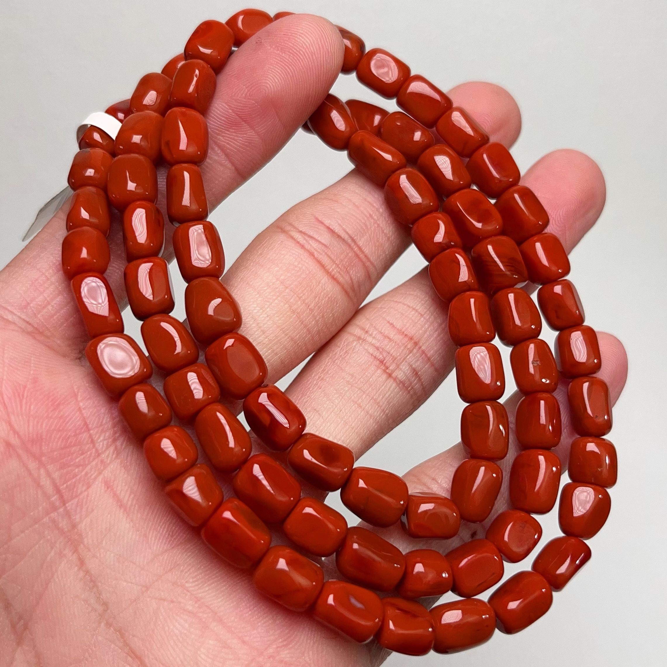 1007C13凉山南红柿子锦红随型多圈手串项链