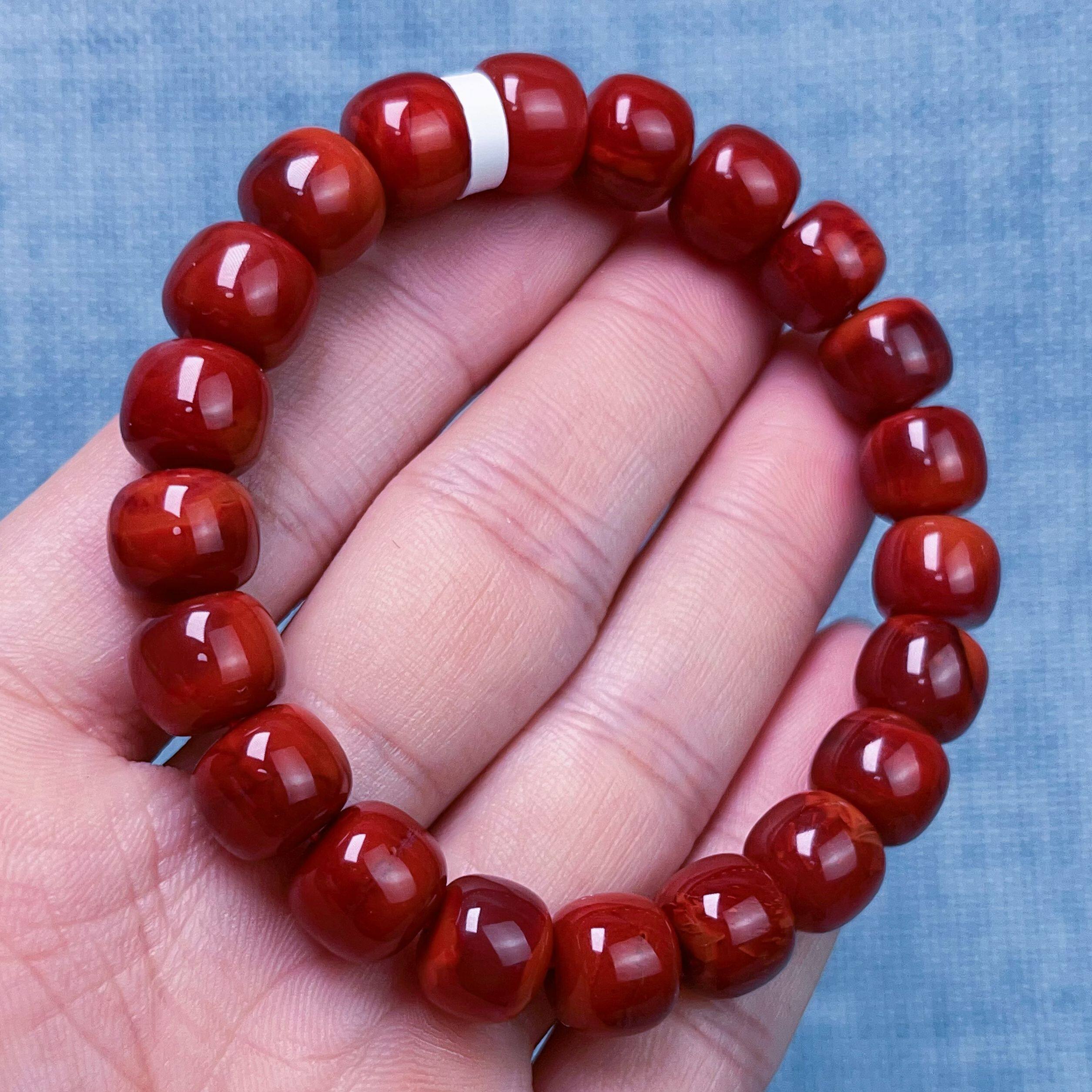 2309F107凉山瓦西料南红牛血锦红老型单圈手串