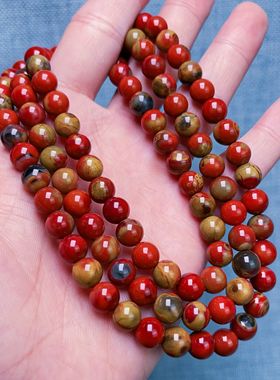 16599D01大山包包浆南红三彩包浆多圈手串项链