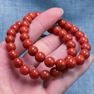 01A40凉山瓦西料原矿南红柿子红单圈手串