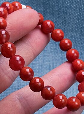 06A159凉山瓦西料南红原矿双色锦红火焰单圈手串